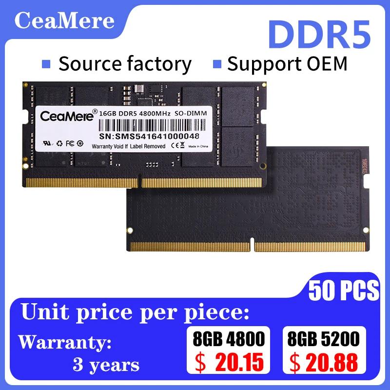 CeaMere DDR5 Ʈ ޸ ī, DDR5 8G,16G,32G,4800Mhz, 5200Mhz,288  RAM, , 50 PCs